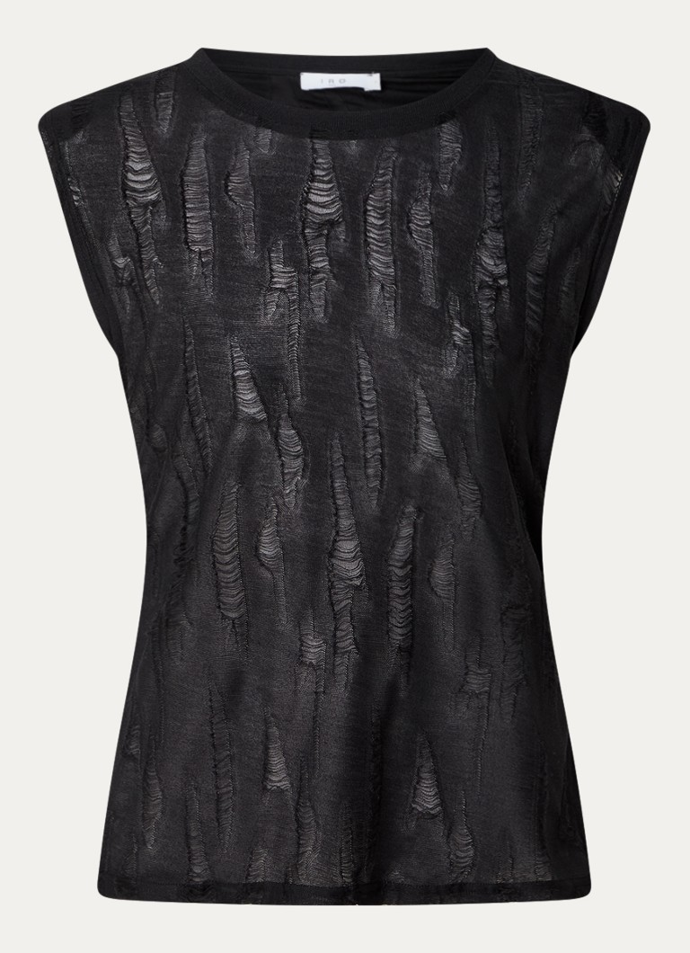 IRO Haice fine-knit top with shoulder pads and destroyed finish