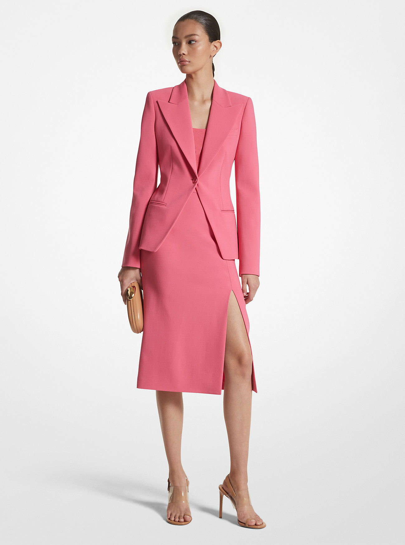 Stretch Pebble Crepe Blazer - AZALEA
