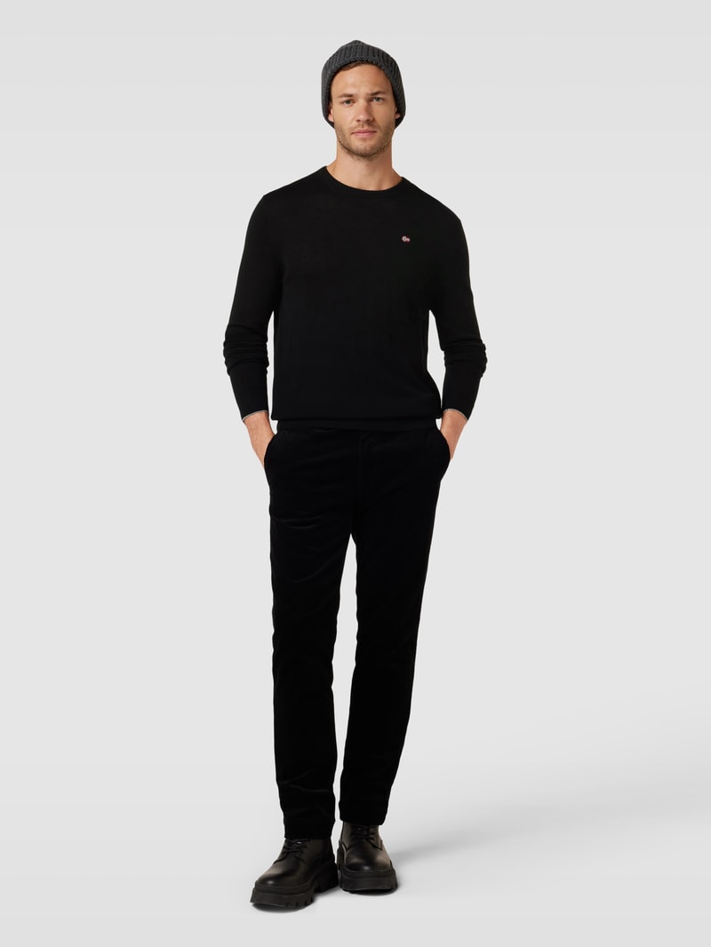 Longsleeve mit Label-Stitching Modell 'DAMAVAND' in schwarz
