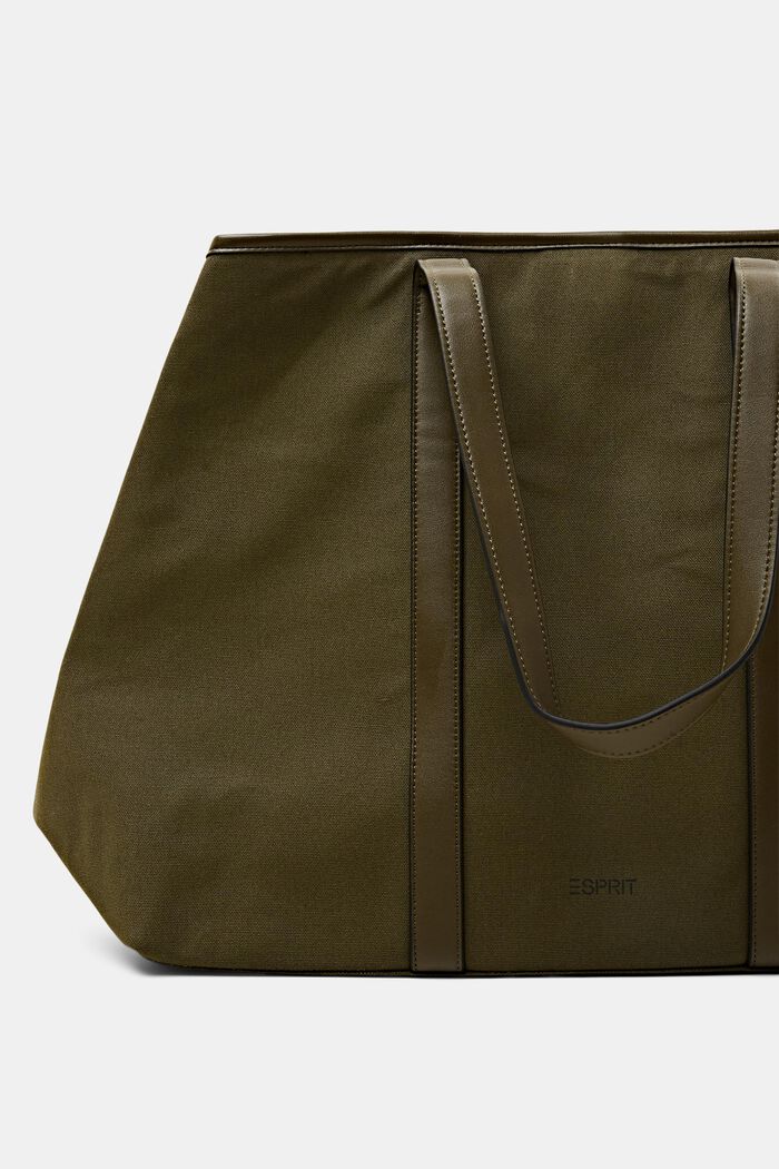 Canvas Tote mit Details in Lederoptik
