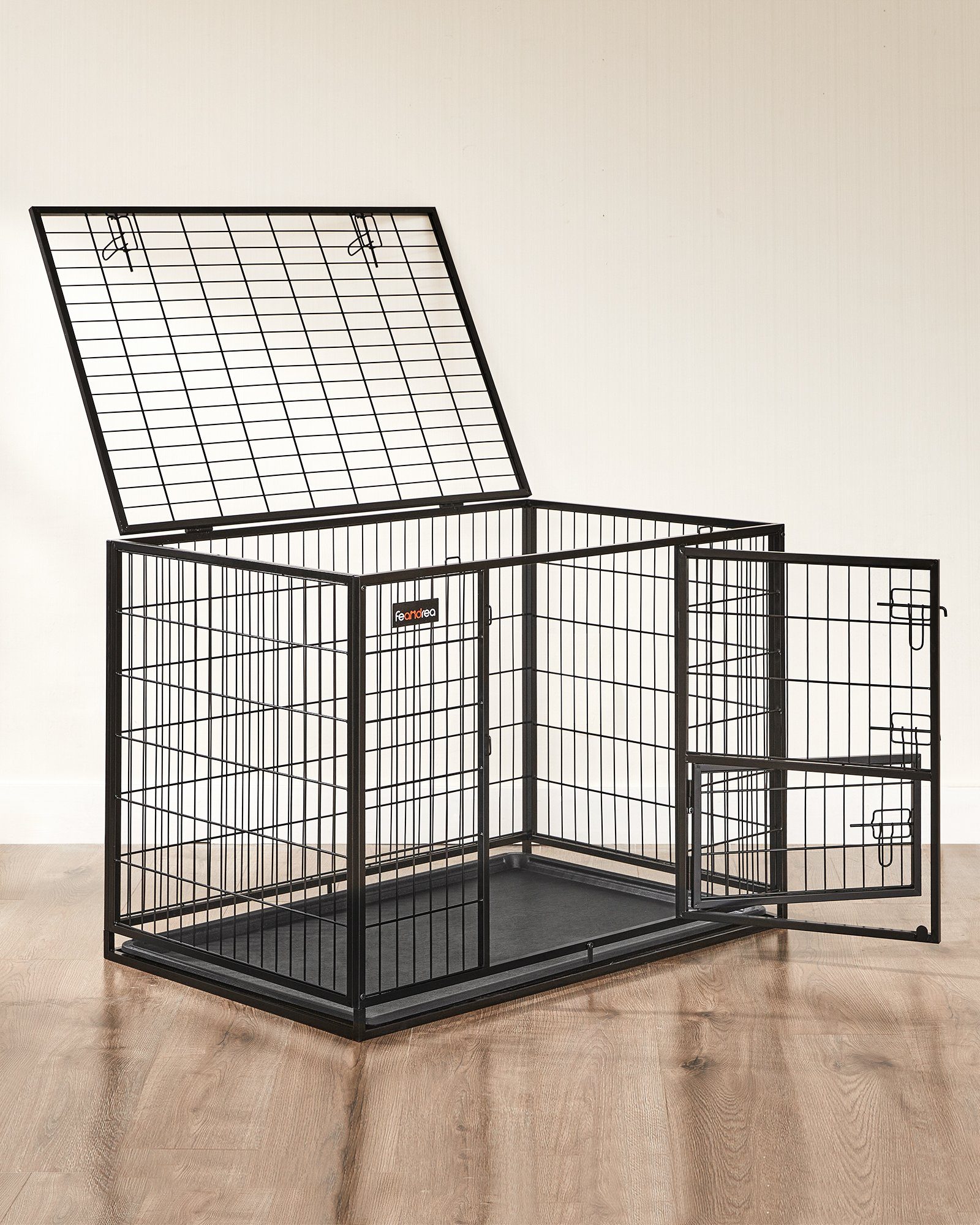 FEANDREA Hundekäfig, Hundebox L/XL Doppeltür vielseitig einsetzbar