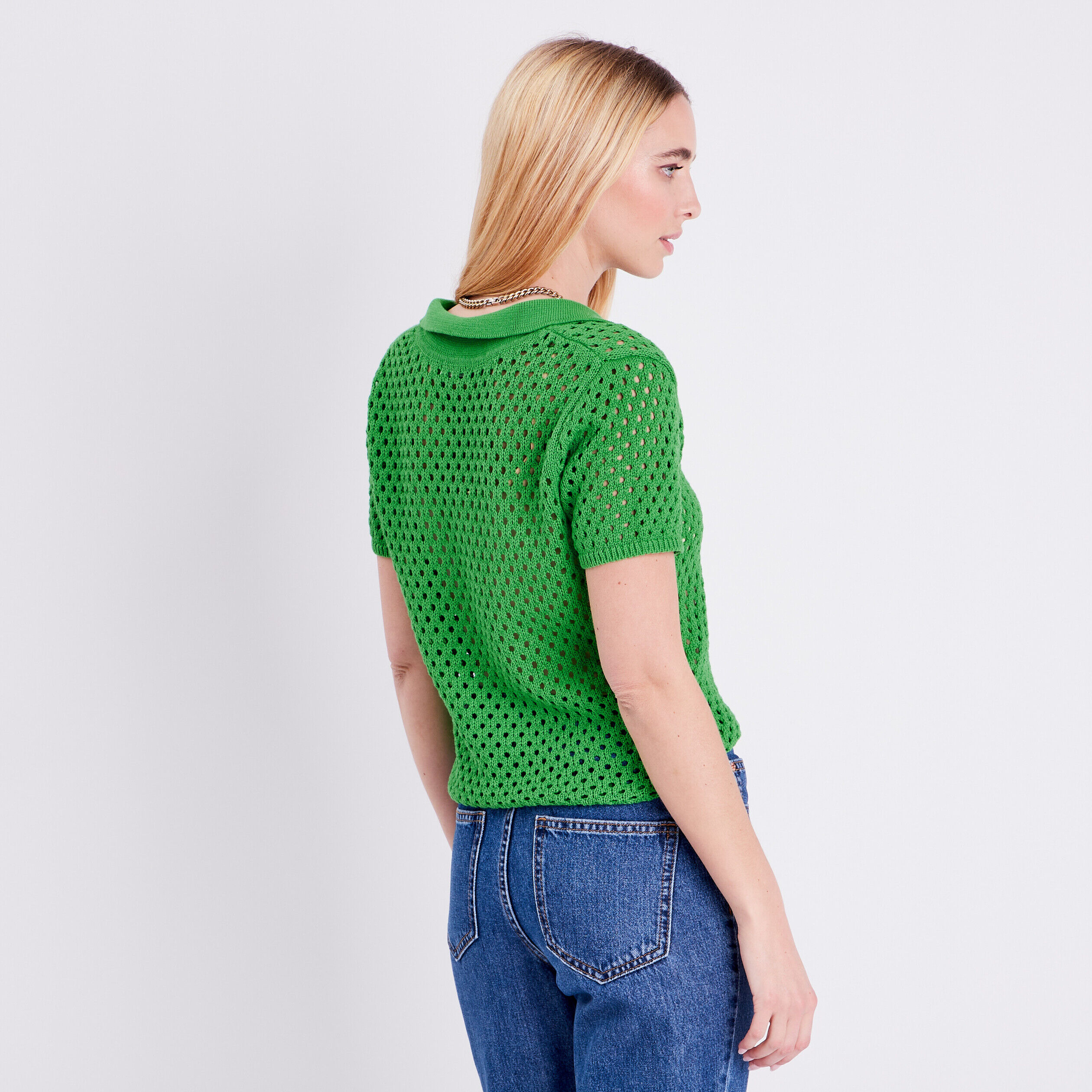 Polo manches courtes vert femme | Cache Cache