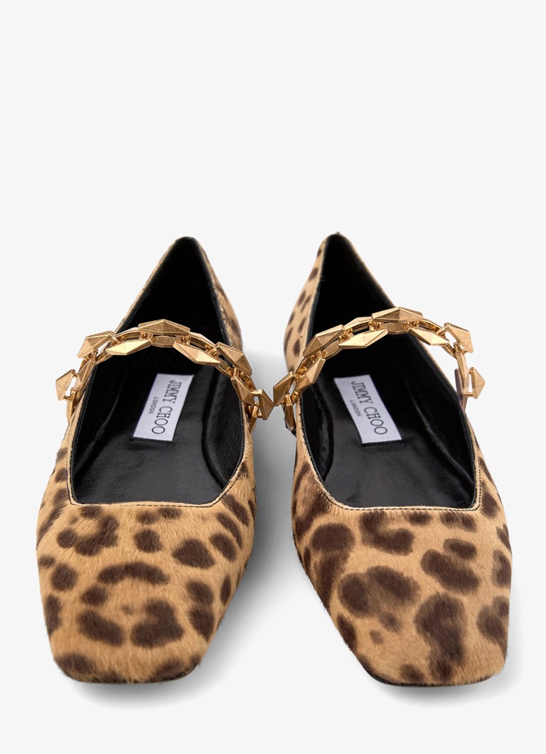 Jimmy Choo Diamond Tilda ballerina i kalveskinn med leopardtrykk