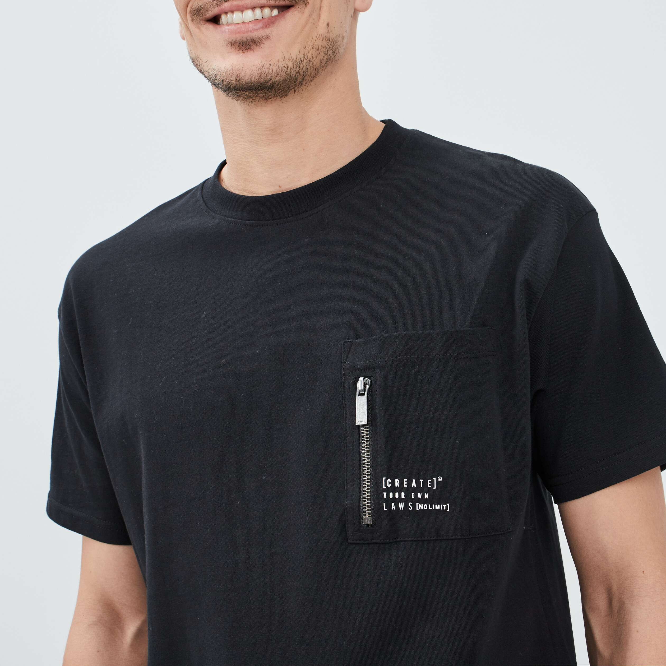 T-shirt manches courtes noir homme | La Halle