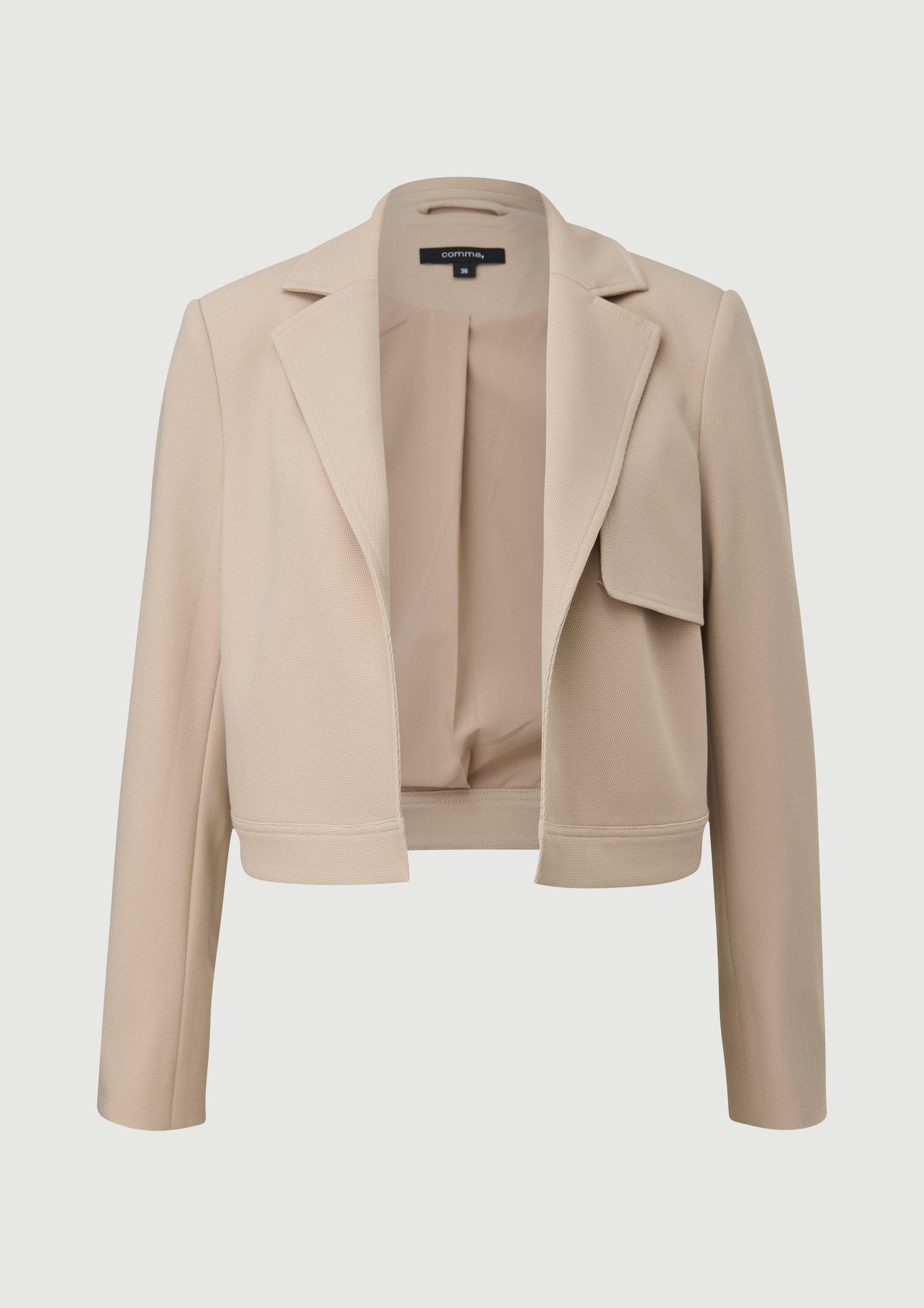 Comma Blusenblazer Kurzer Blazer aus Viskosemix Logo