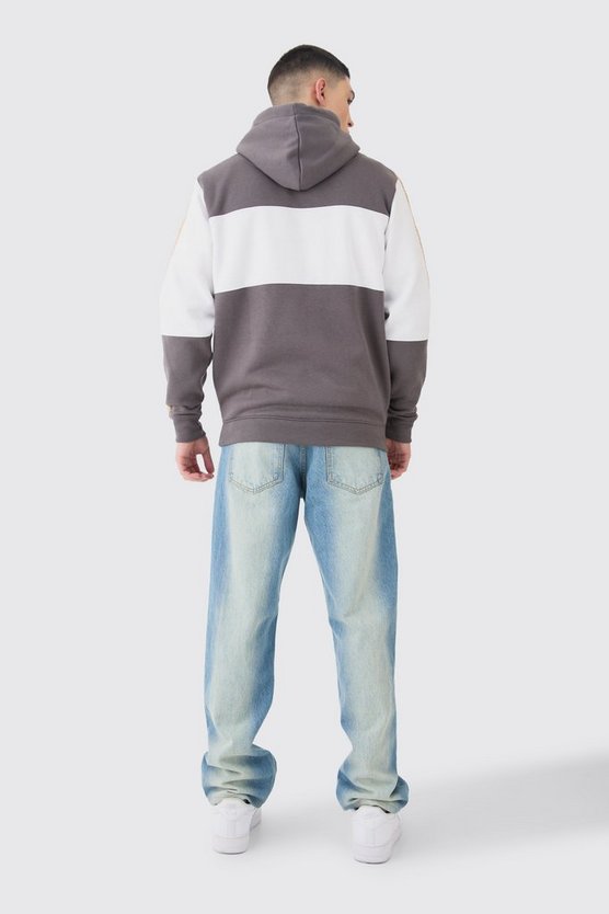 Colorblock Hoodie mit Man-Streifen