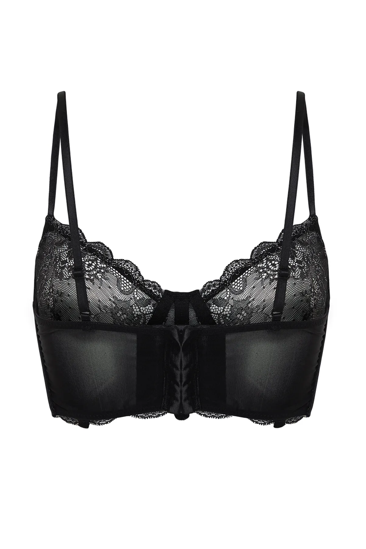 Trendyol Collection  Schwarzer Bustier-BH aus Spitze mit Trägern und ohne Kappe, Strick-BH THMSS24SU00029