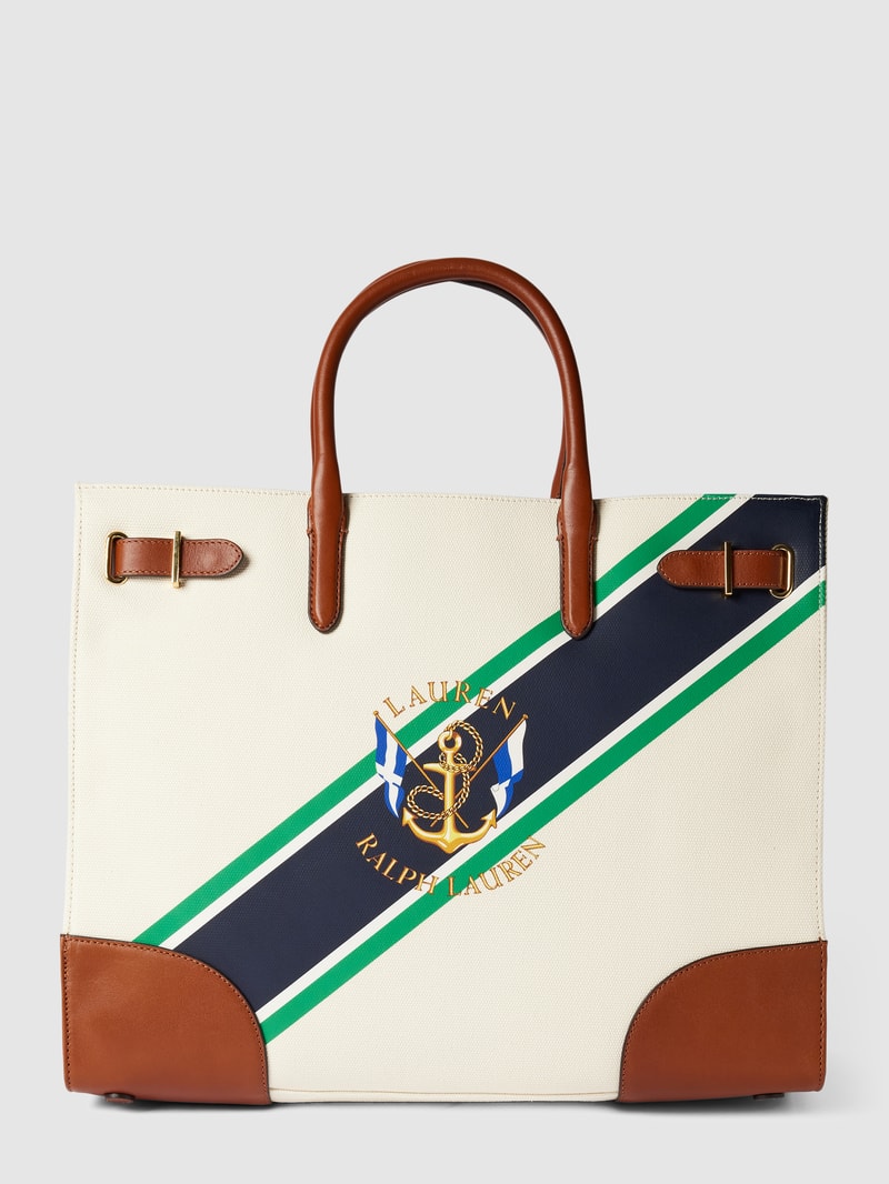 Tote Bag mit Label-Print in ecru