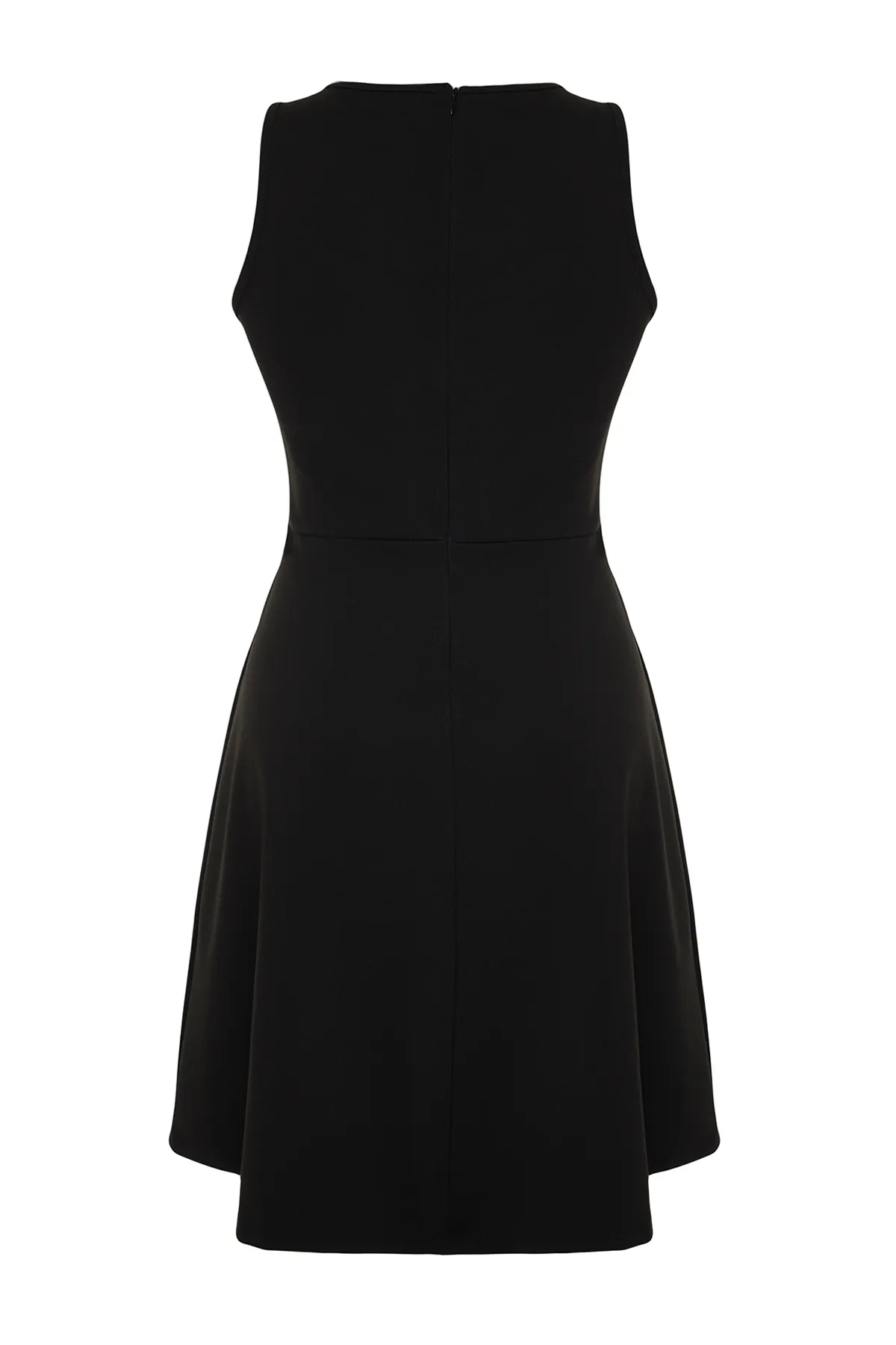 Trendyol Curve  Schwarzes Mini-Strickkleid mit Nähten TBBSS24AH00005