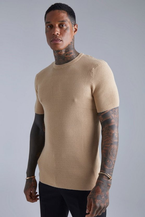 Strukturietes Crewneck T-Shirt