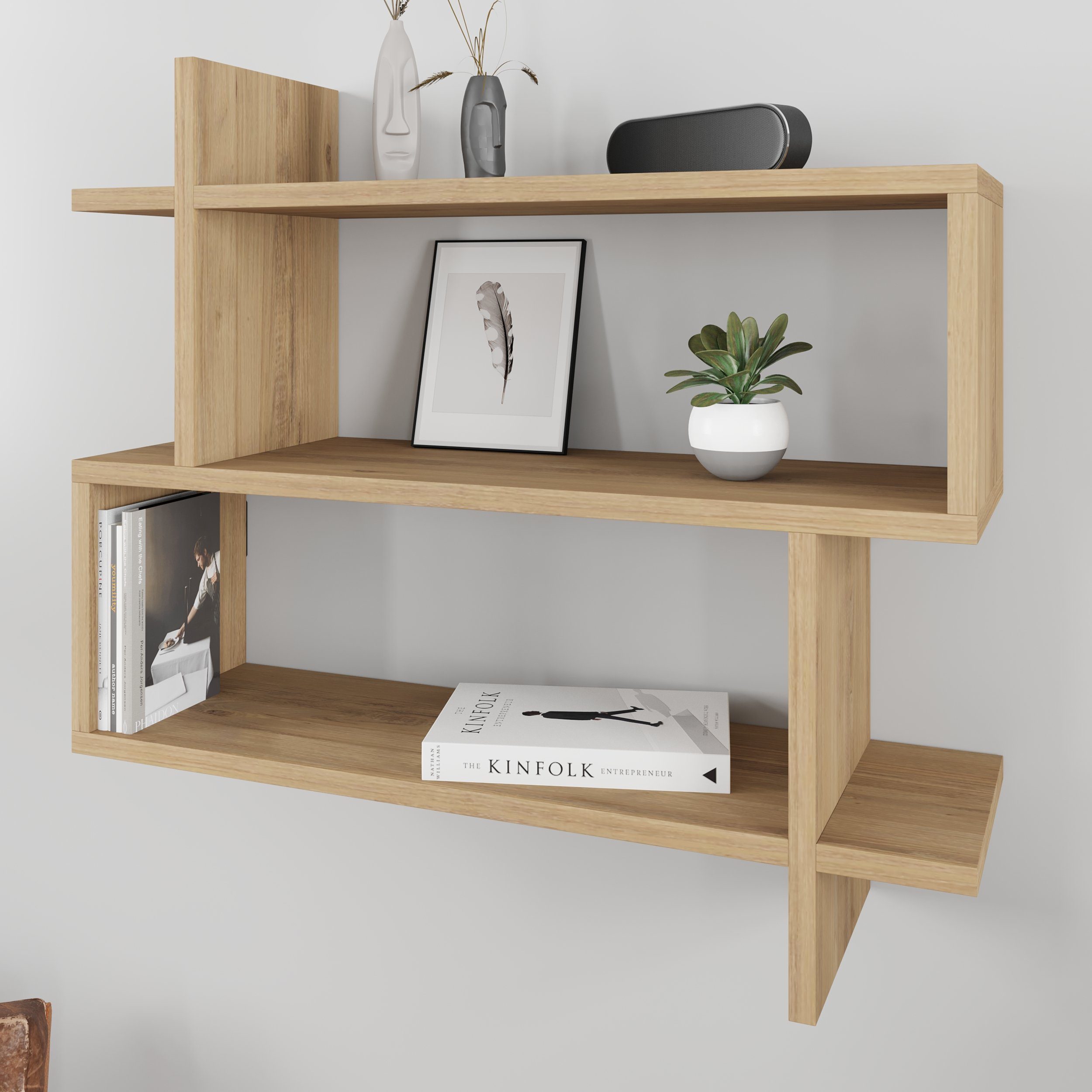Decortie Bücherregal Paralel, Modernes Wandregal/Bücherregal, 70 x 22 x 65 cm