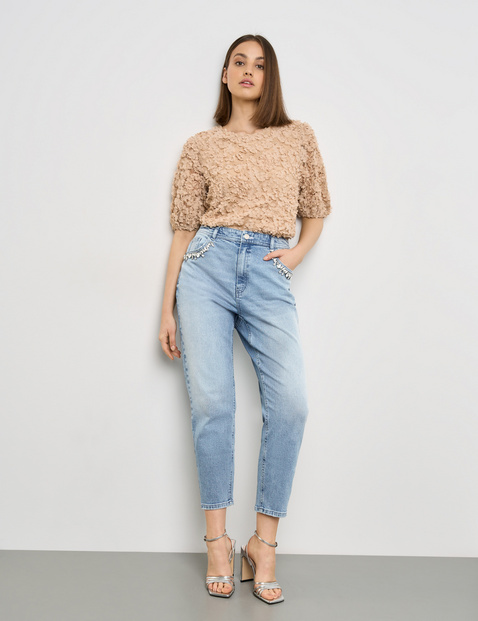 7/8 Jeans mit Strasssteinen Mom Fit