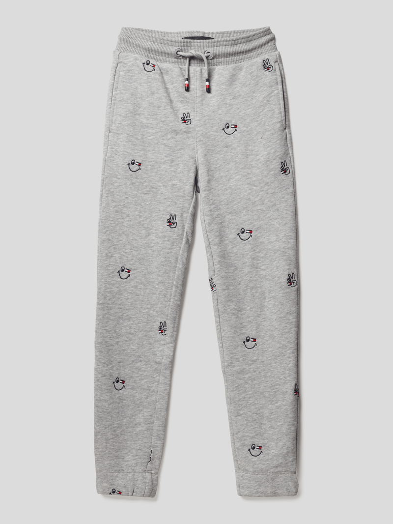 Sweatpants mit Stitchings in mittelgrau meliert