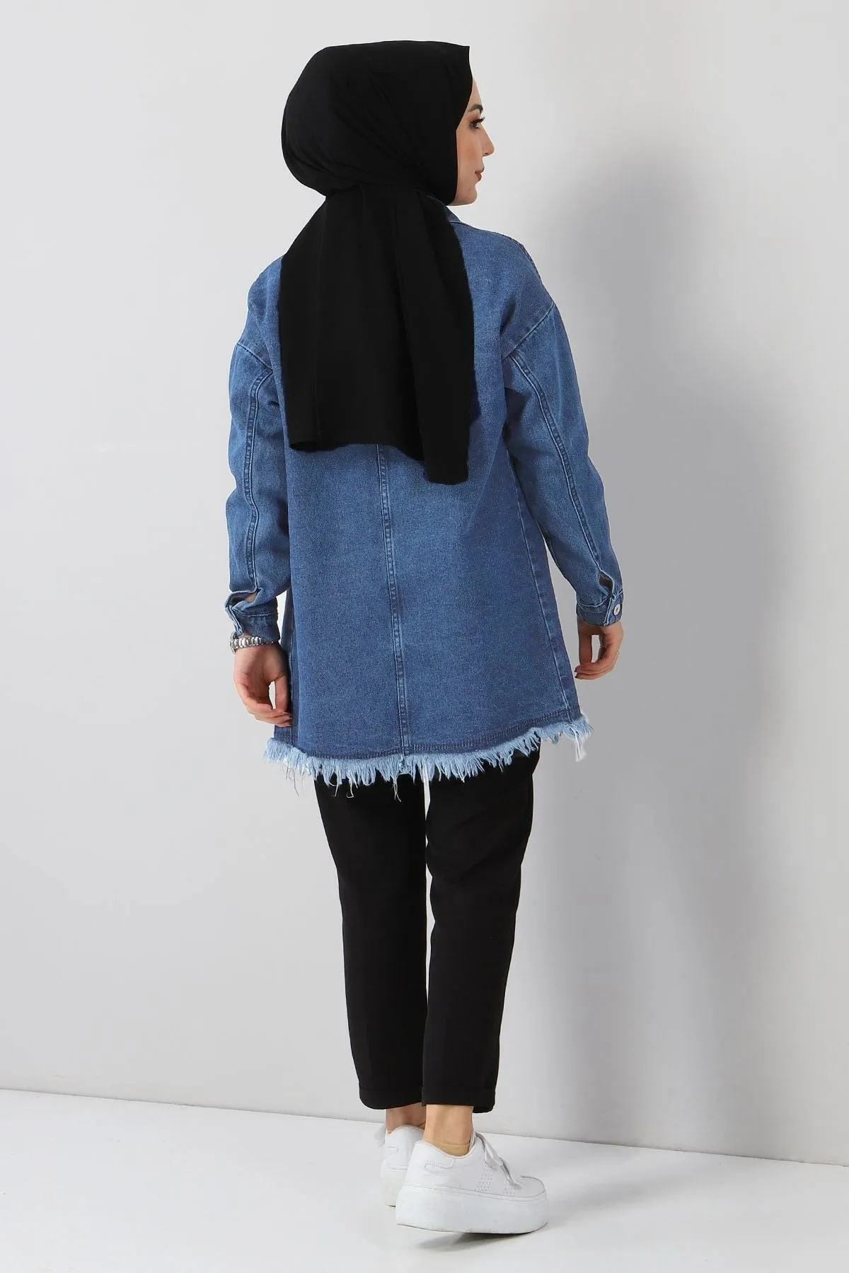 Modamihram  Quasten-detaillierte Jeansjacke Light Denim 6011