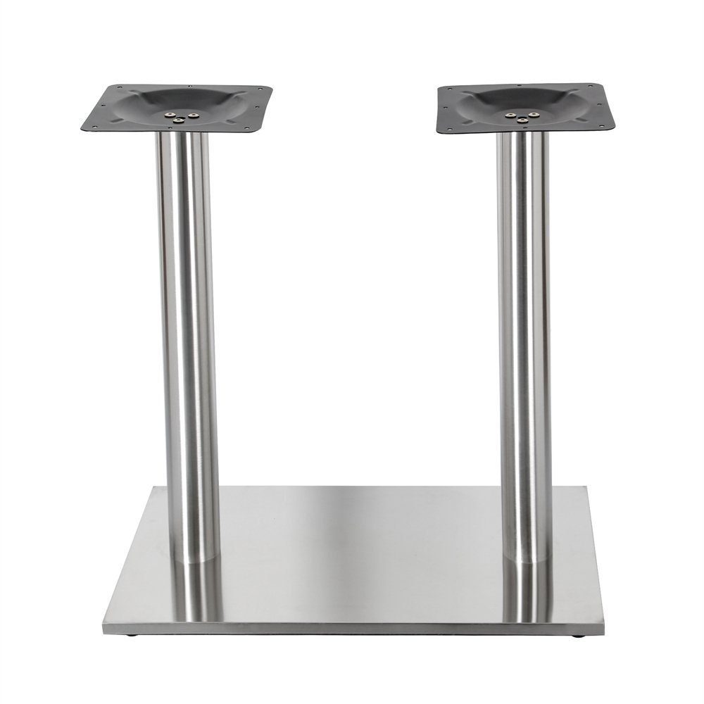 Melko Möbelfuß Tischbeine Möbelfuß Tischsäule aus Edelstahl in Silber Tischfuß Stützfuß Möbelbein Eckfuß Tischbeine Tischkufe Tischfüße Boxenständer Gestell, (Stück), robust