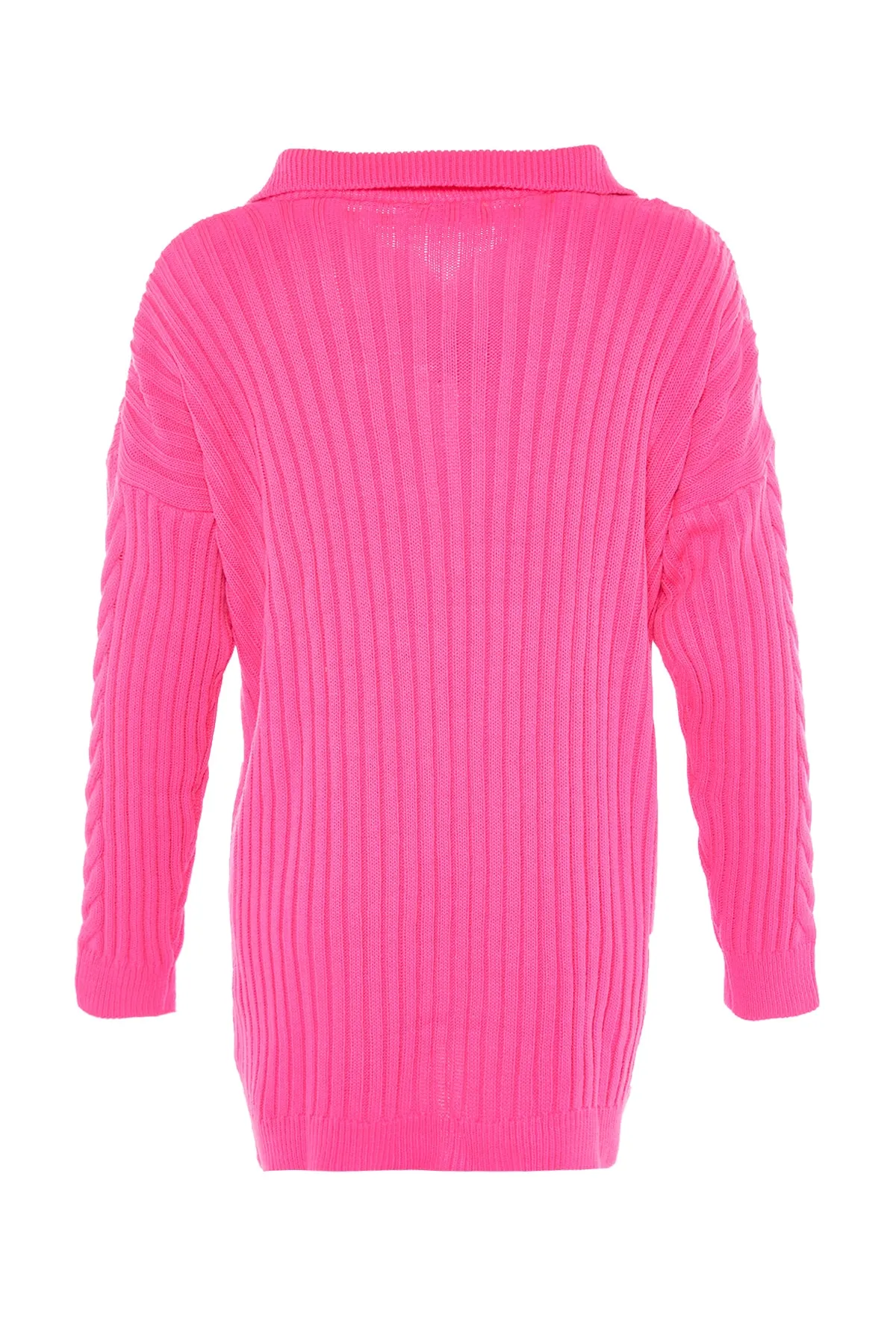 Trendyol Modest  Fuchsia Thessaloniki Gestrickter Strickpullover mit Reißverschluss TCTAW23AK00017
