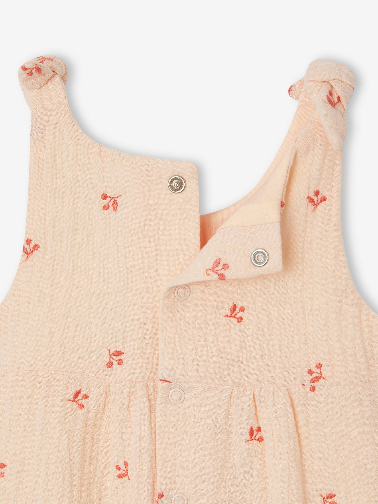 Vertbaudet Mädchen Baby Overall, bestickte Motive - dunkelbraun
