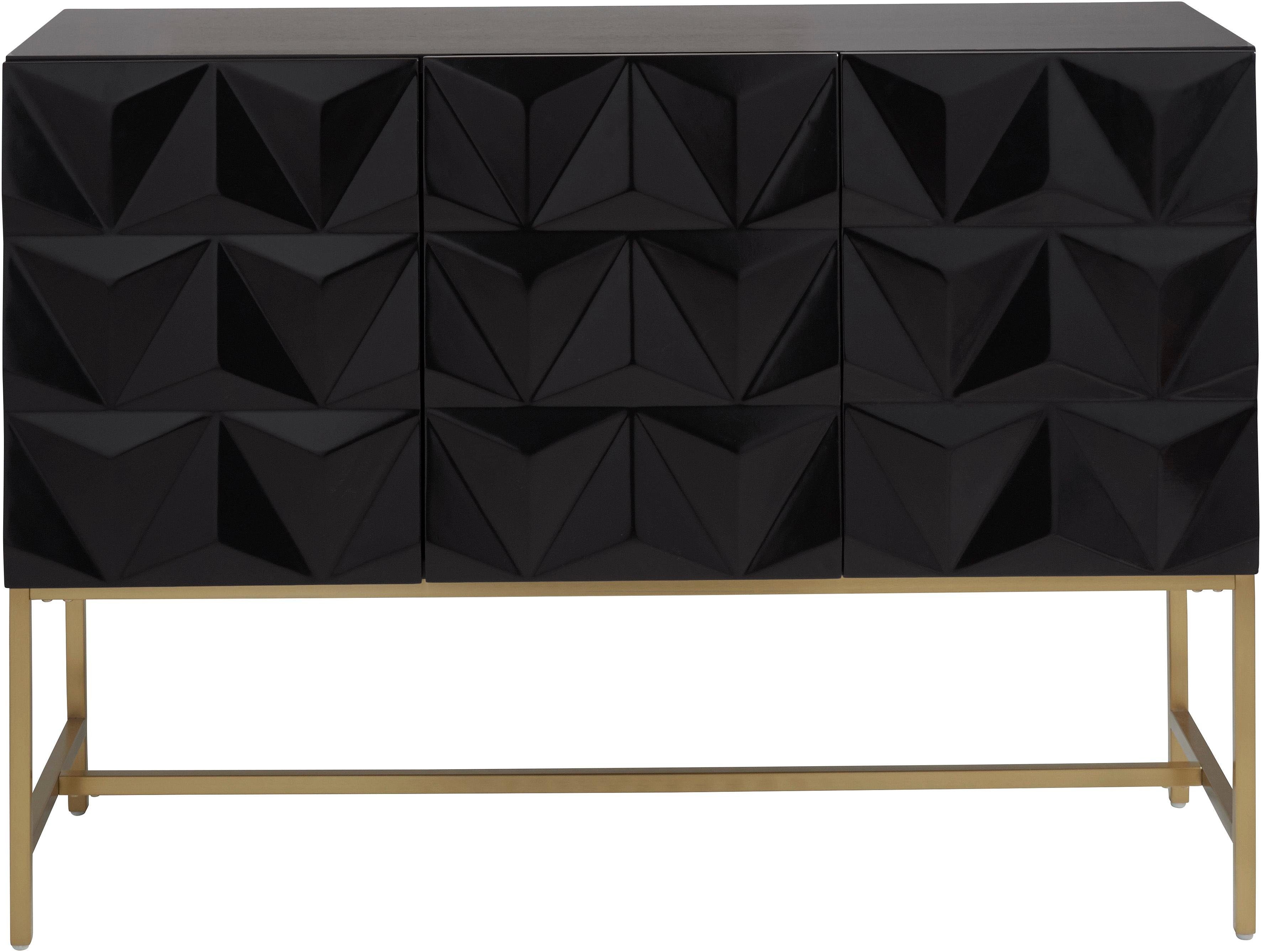 Leonique Sideboard Rovuma, in 3D-Optik und goldfarbenem Metallgestell