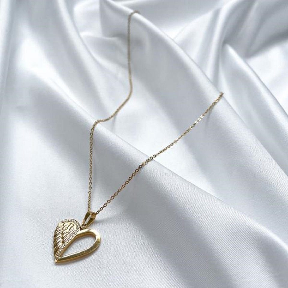 ENGELSINN Edelstahlkette Schmuck Edelstahl Gold Halskette Herz Engel inkl. Geschenkbox (1-tlg)