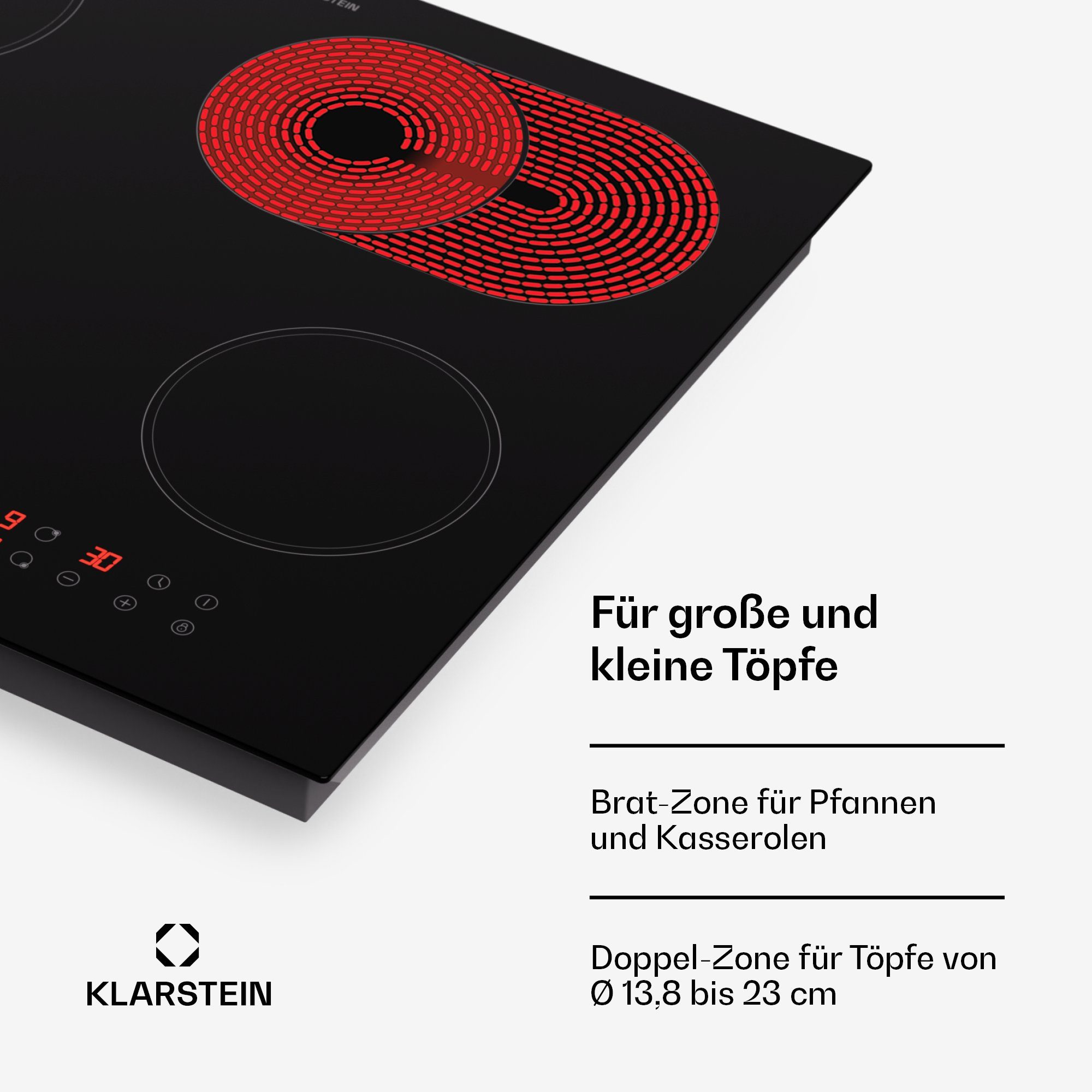 Klarstein Induktions-Kochfeld CP4-Virtuosa4-Plus.B CP4-Virtuosa4-Plus.B, Kochfelder Induktion Hob 4 Zonen 6500 W