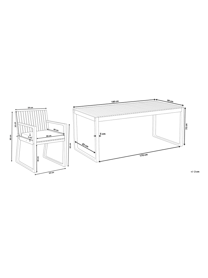 Beliani 9-tlg Gartentisch Set SASSARI in Heller Holzfarbton/Weiß/Blau günstig kaufen onesize