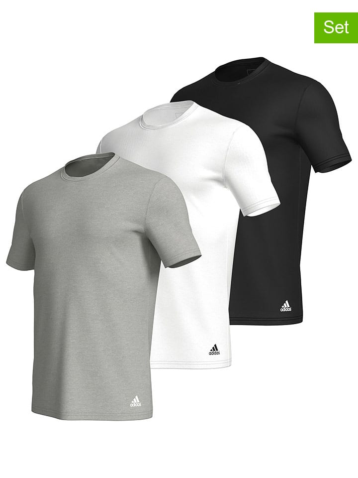 adidas 3er-Set: Shirts in Weiß/ Grau/ Schwarz günstig kaufen
