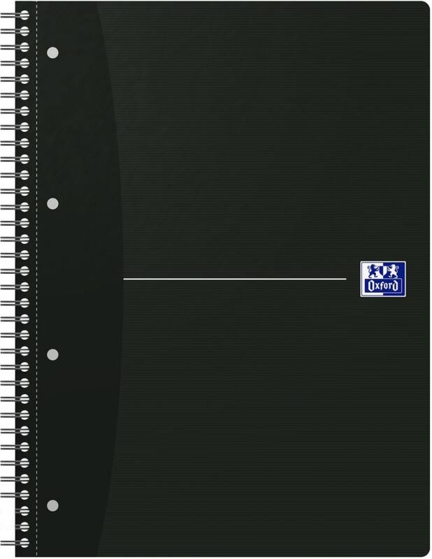 OXFORD Office Essentials Collegeblock DIN A4  Kariert Spiralbindung Karton Schwarz Perforiert 140 Seiten