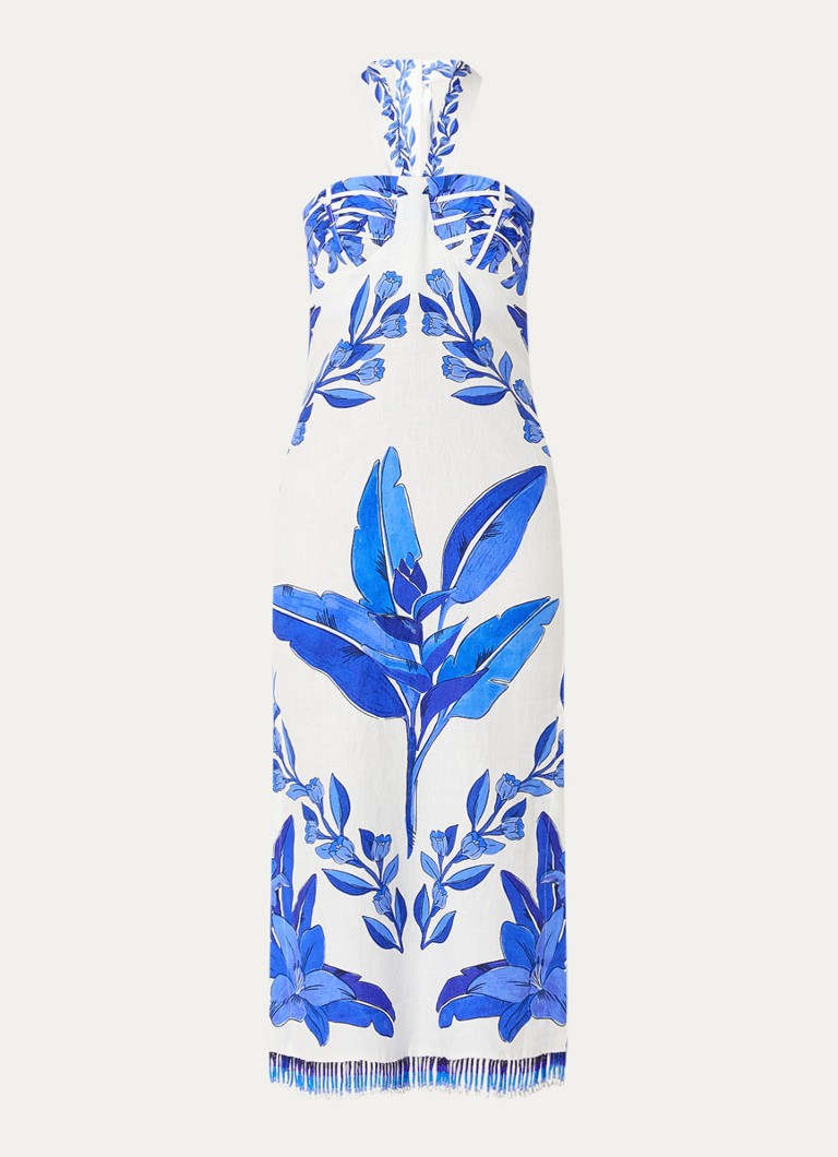 Vestido midi de lino con estampado floral de Farm Rio y espalda descubierta