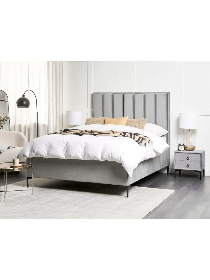 Beliani Schlafzimmer Set SEZANNE in Grau/Schwarz - (W) 150 x (H) 142 x (L) 215 cm günstig kaufen onesize