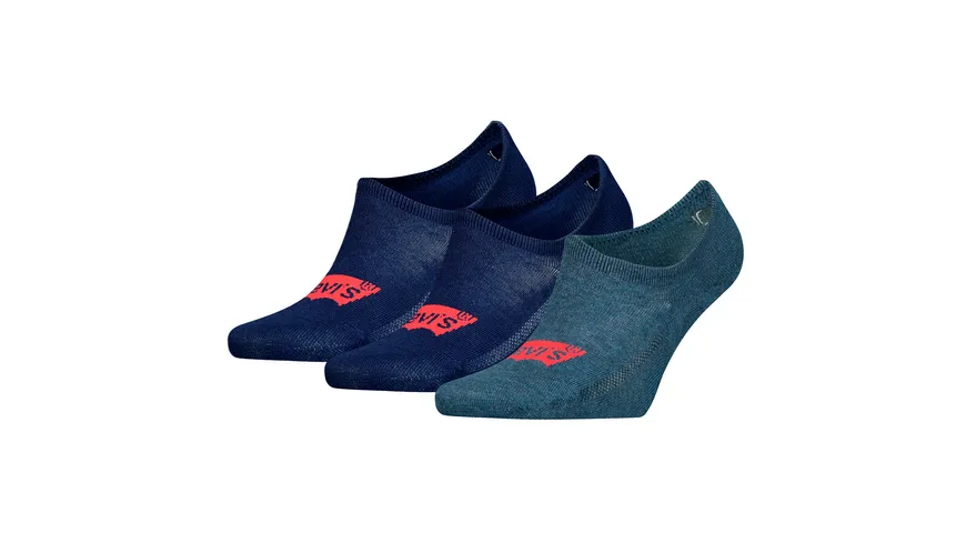 Levis Unisex Füßlinge High Cut Batwing Logo Recycled Cotton 3er Pack Denim