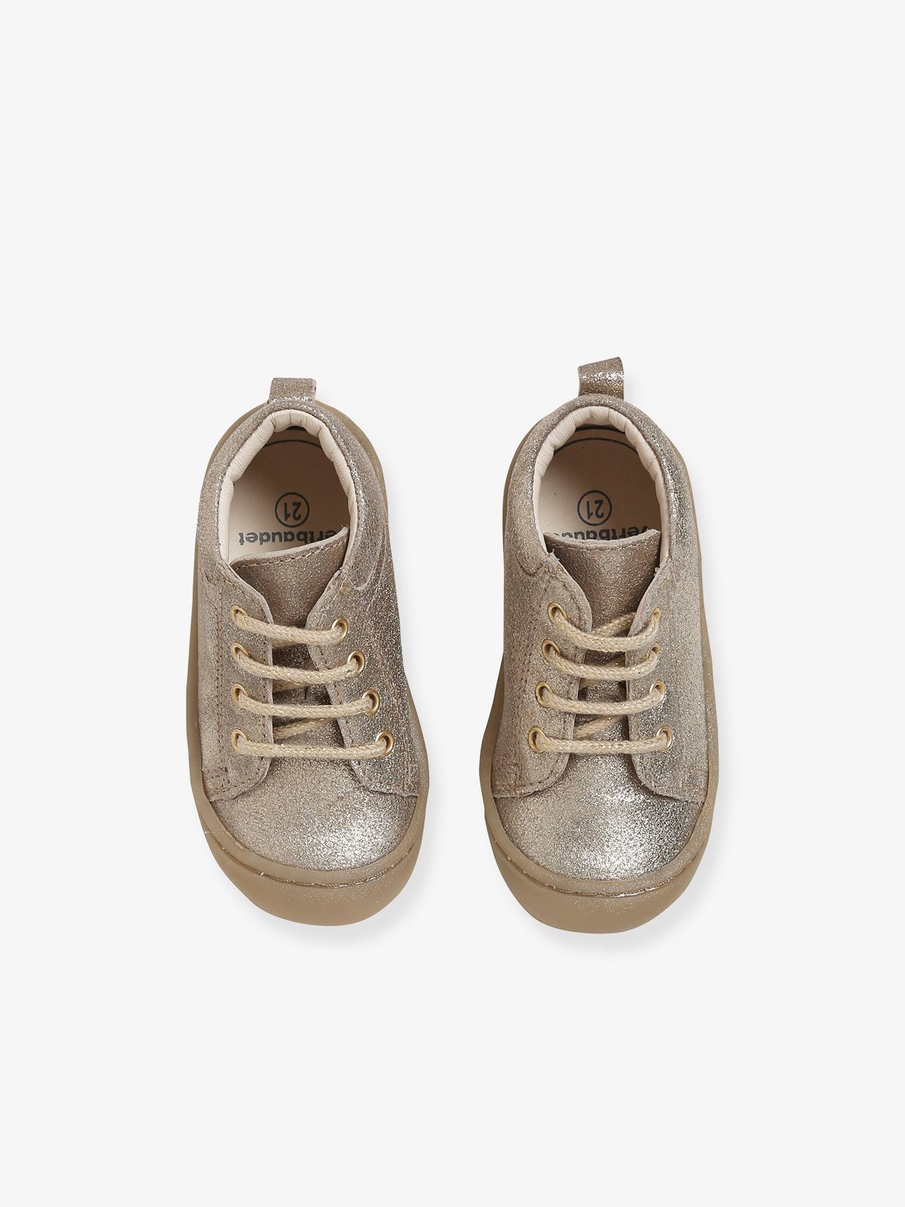 Vertbaudet Mädchen Baby Krabbelschuhe - blau bedruckt