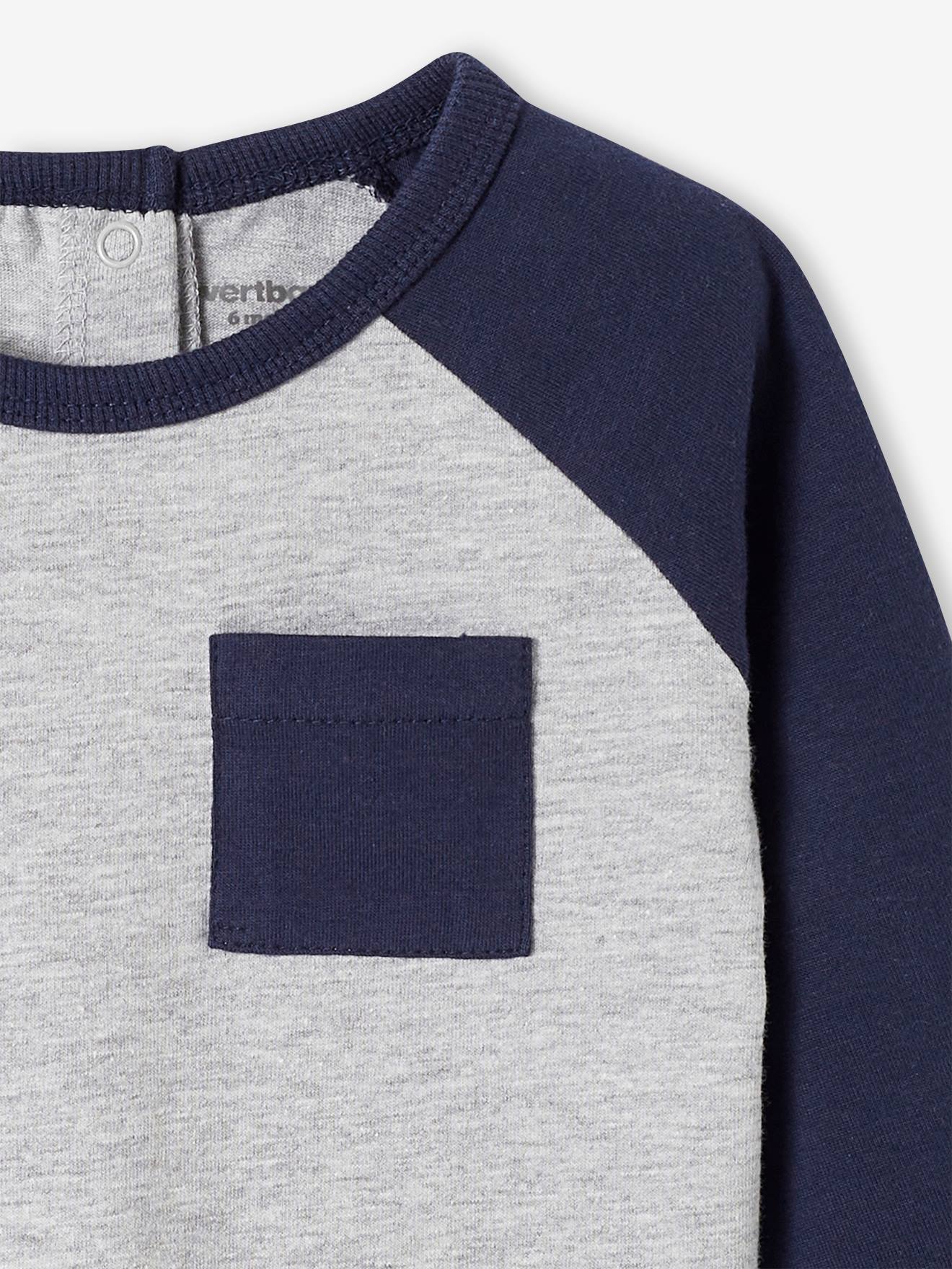 T-shirt colorblock bébé manches raglan bleu nuit