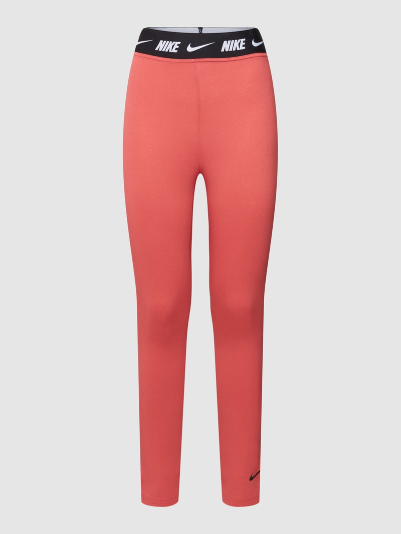Leggings in unifarbenem Design mit Logo-Detail in rostrot