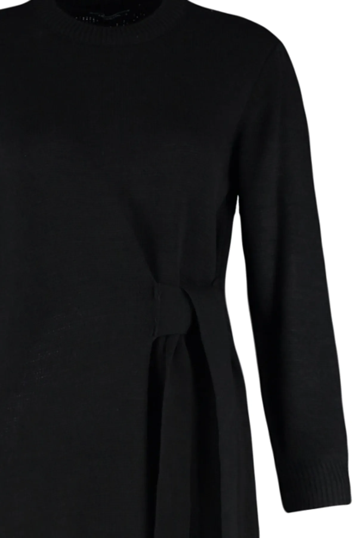 Trendyol Modest  Schwarzes Strickkleid mit Krawattendetails TCTAW24EB00027