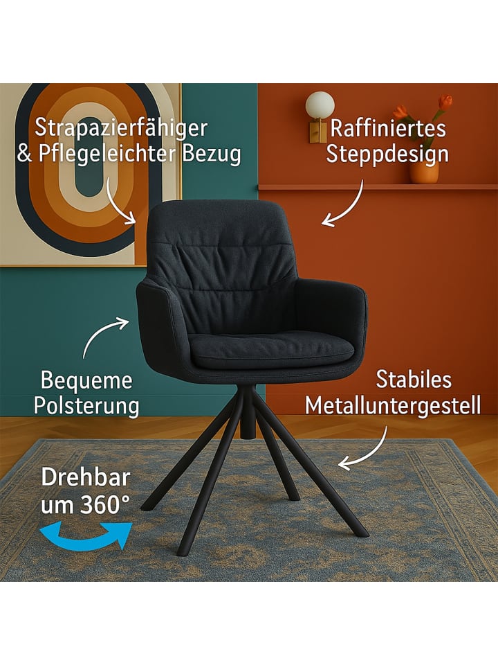 B&D Home Drehstuhl CAZAR in Anthrazit - (B)57,5 x (H)90 x (T)65,5 cm günstig kaufen onesize