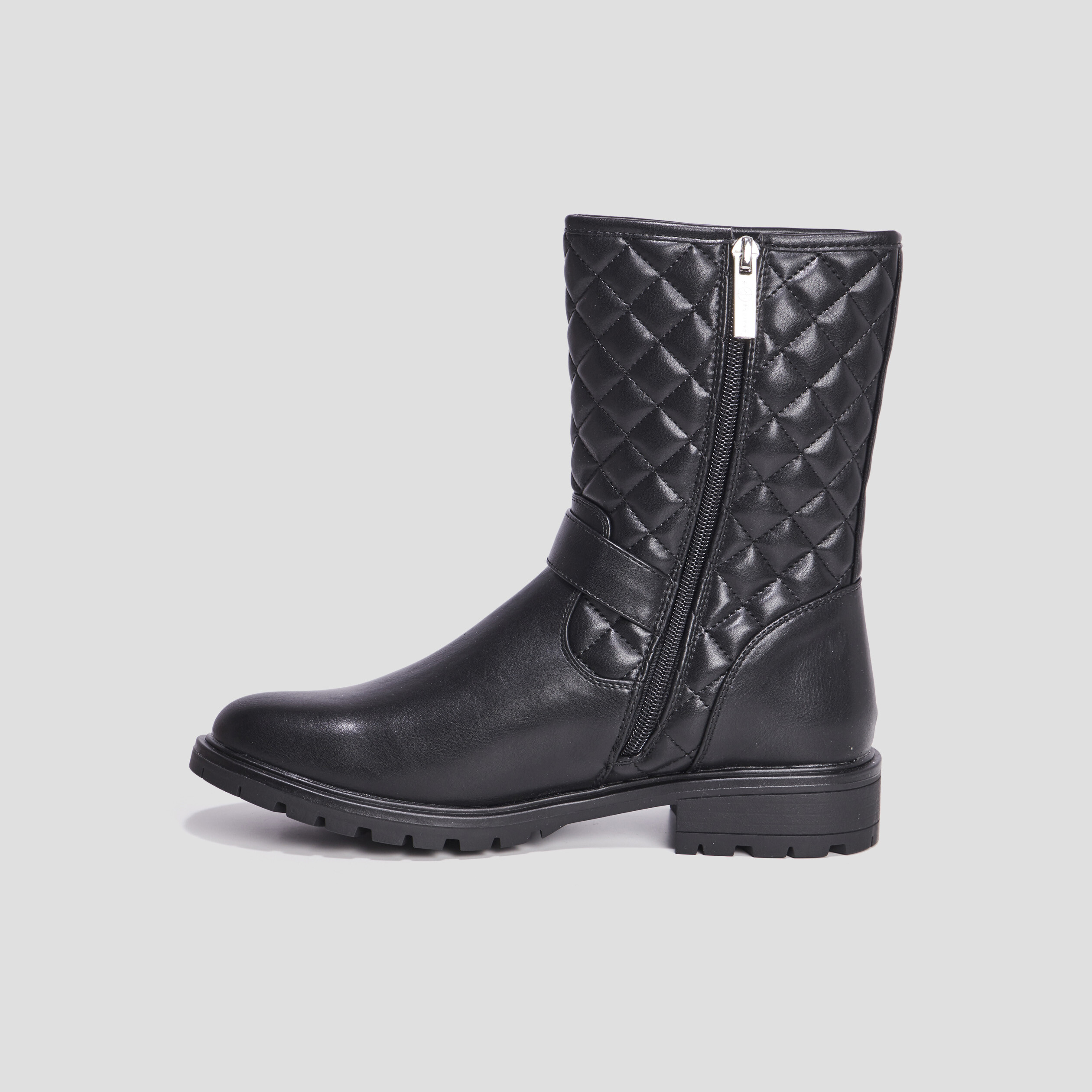 Bottines matelassées avec boucles noir femme | La Halle