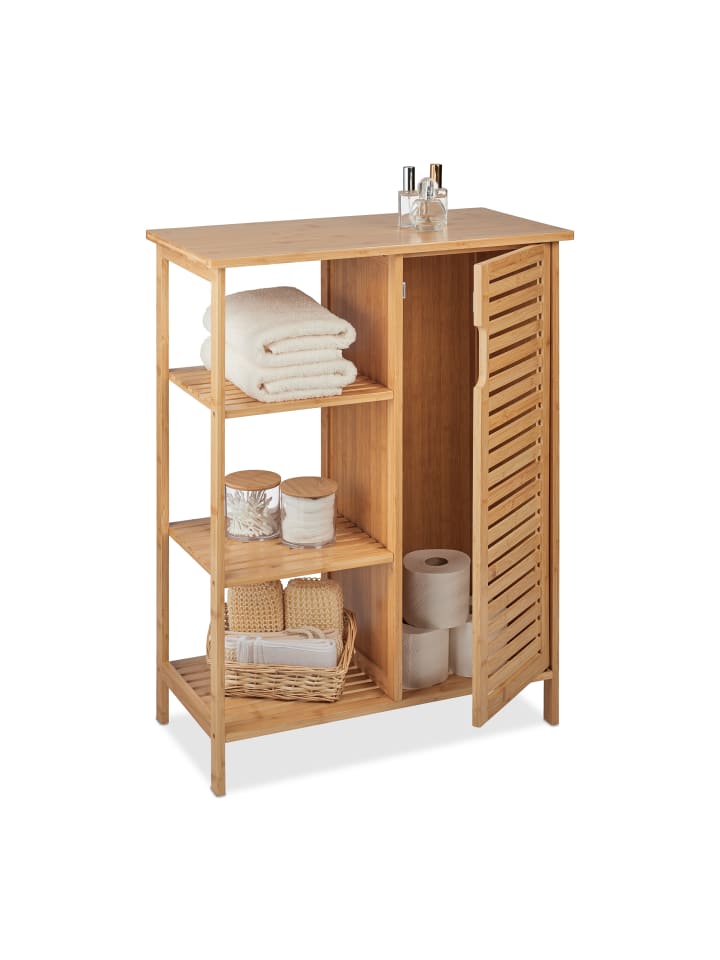relaxdays Badschrank in Natur - (B)67 x (H)87,5 x (T)33 cm günstig kaufen onesize