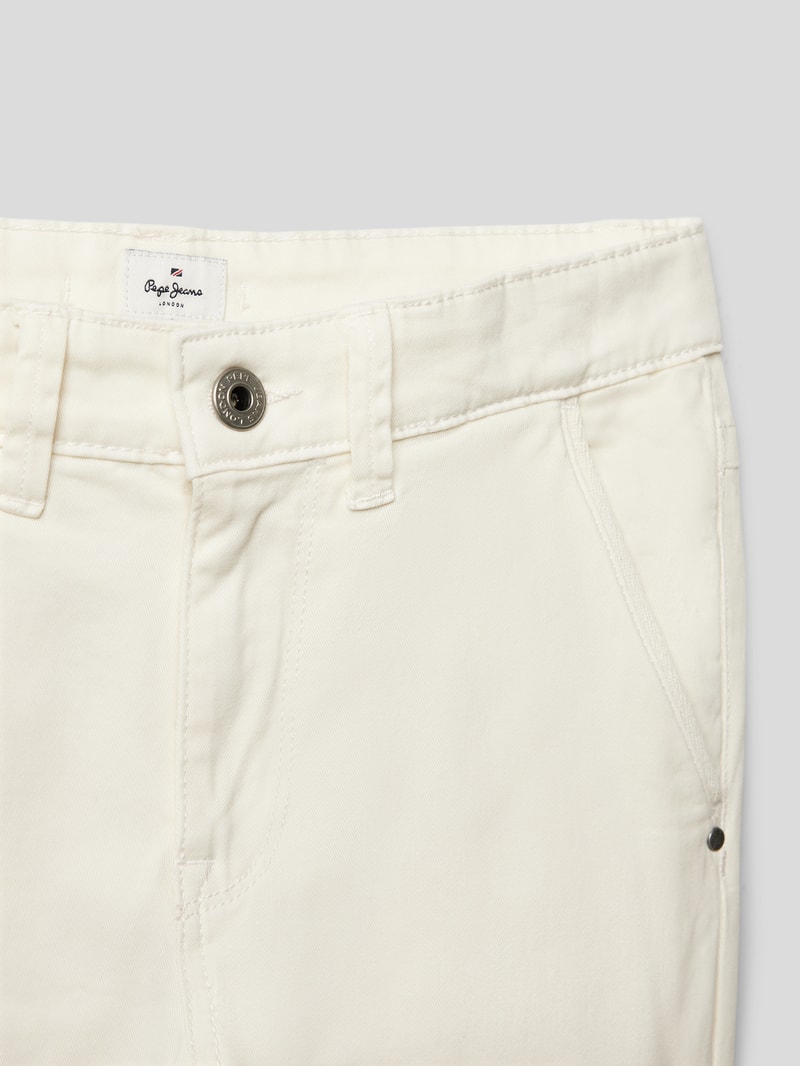 Stoffhose mit französischen Eingrifftaschen Modell 'GREENWICH' in ecru