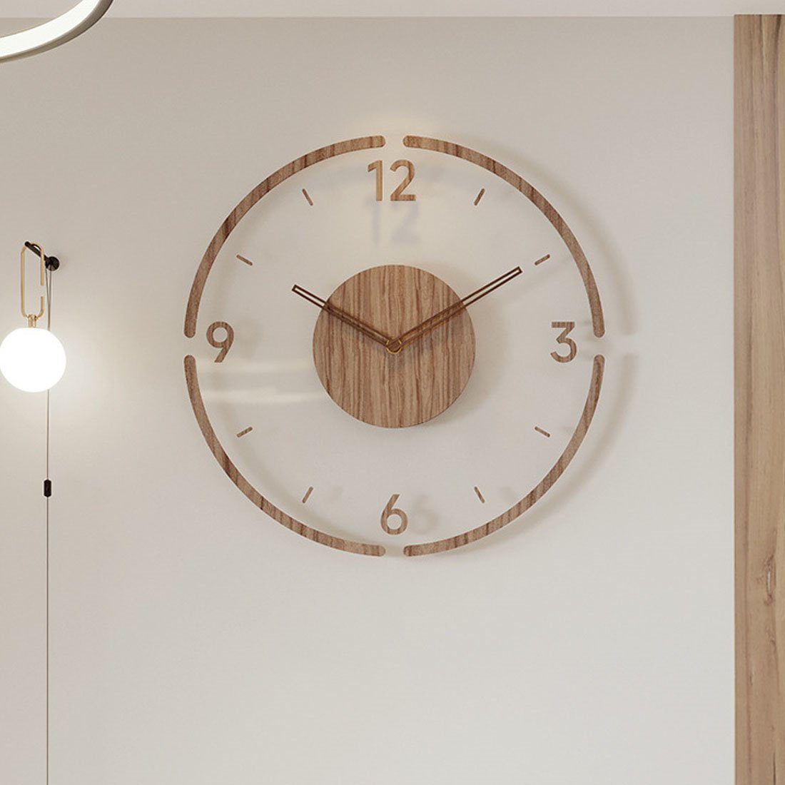 OUIN Wanduhr 35 cm Wanduhr aus Massivholz, dekorative Wanduhr für das Wohnzimmer