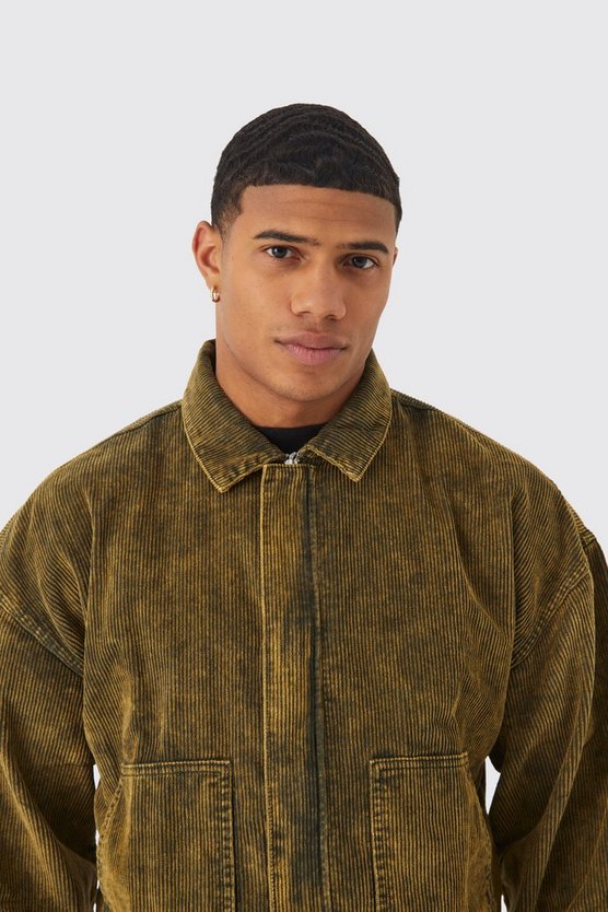 Kastige Cord-Jacke mit Acid-Waschung