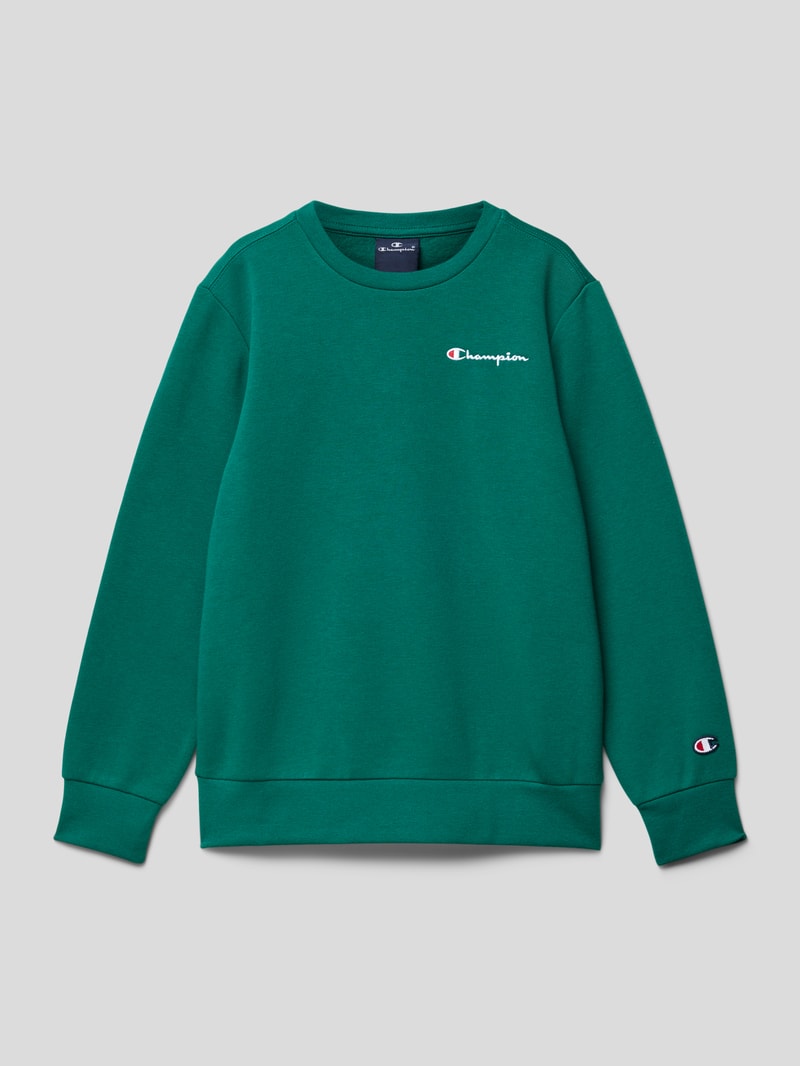 Sweatshirt mit geripptem Rundhalsausschnitt in grün
