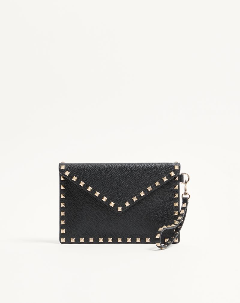 Bolsa Rockstud em couro de bezerro granada
