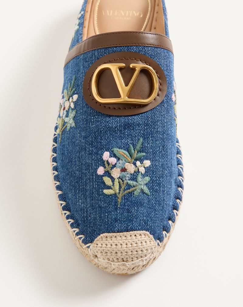 VLogo Signature Denim Mule med Blomsterbroderi 25 mm