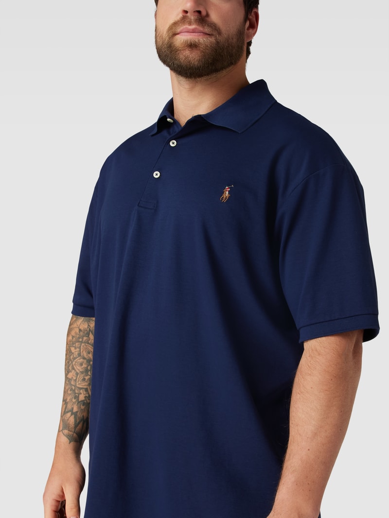 PLUS SIZE Poloshirt mit Label-Stitching in marineblau