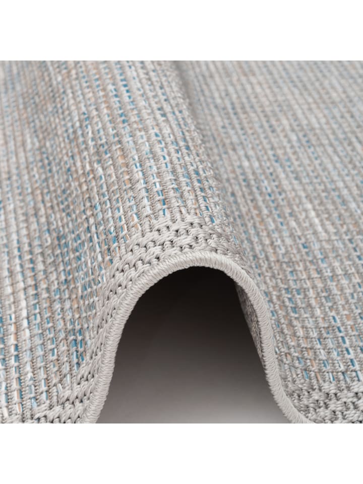 Pergamon In & Outdoor Teppich Flachgewebe Ottawa Mix in Blau günstig kaufen