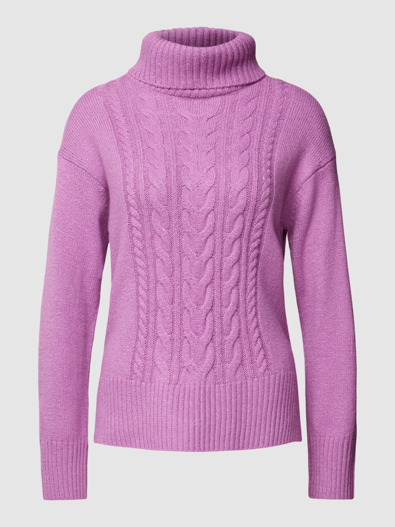 Strickpullover mit Zopfmuster in violett
