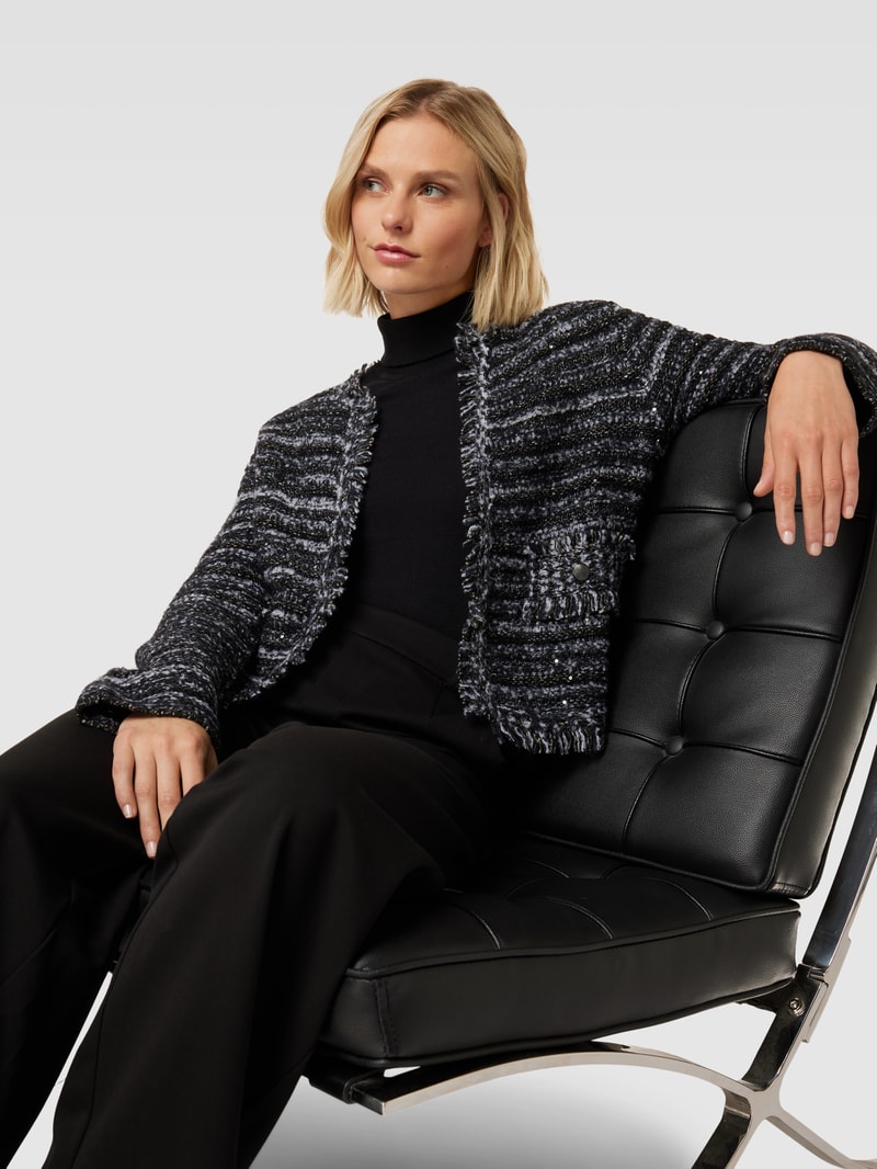 Blazer in Bouclé-Optik in schwarz