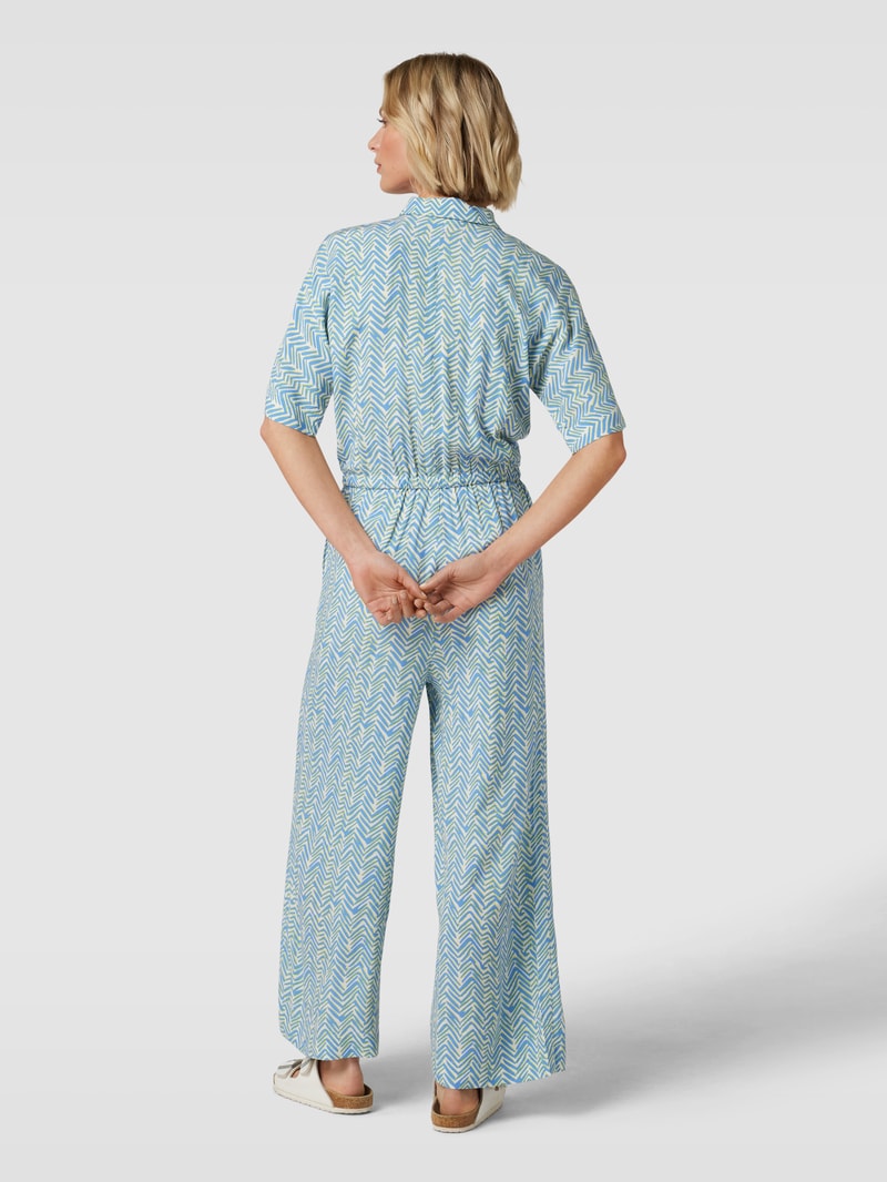 Jumpsuit mit Zickzack-Muster in bleu