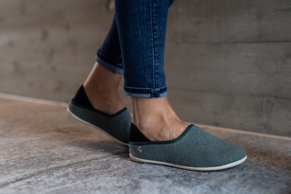 Gottstein ~ Leinen Slipper Slip-On Vegan ~ grün meliert