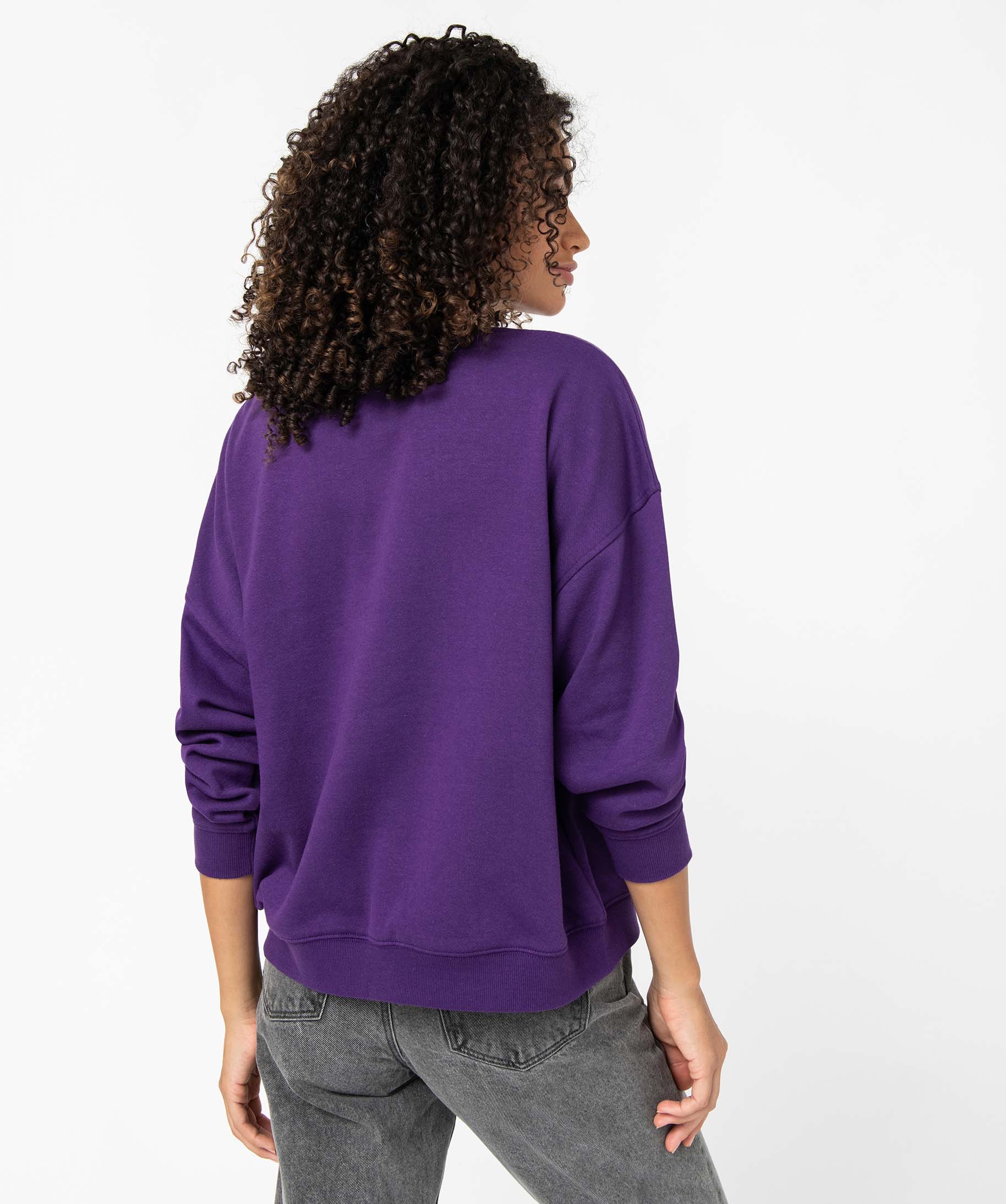 Sweat femme en molleton doux à paillettes - Just dance violet | GEMO